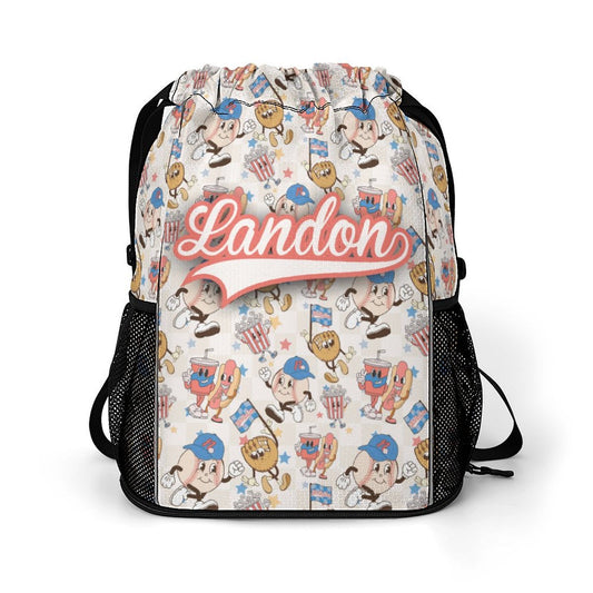 Personalized Baseball Gear Bag | Custom Name Sports Bag | Baseball Drawstring Backpack
