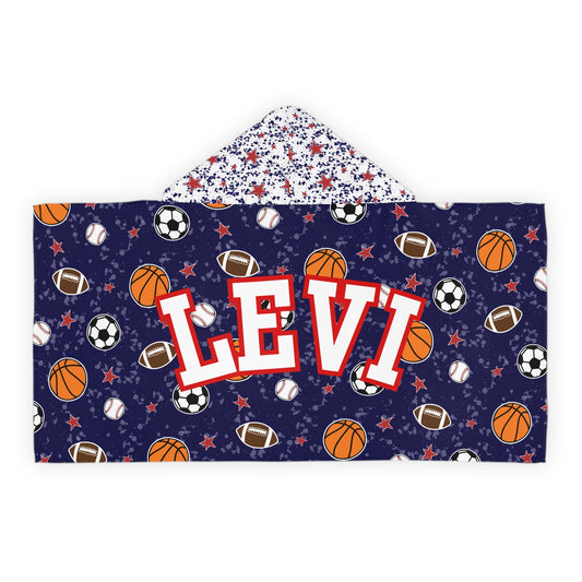 Navy sports hooded towel