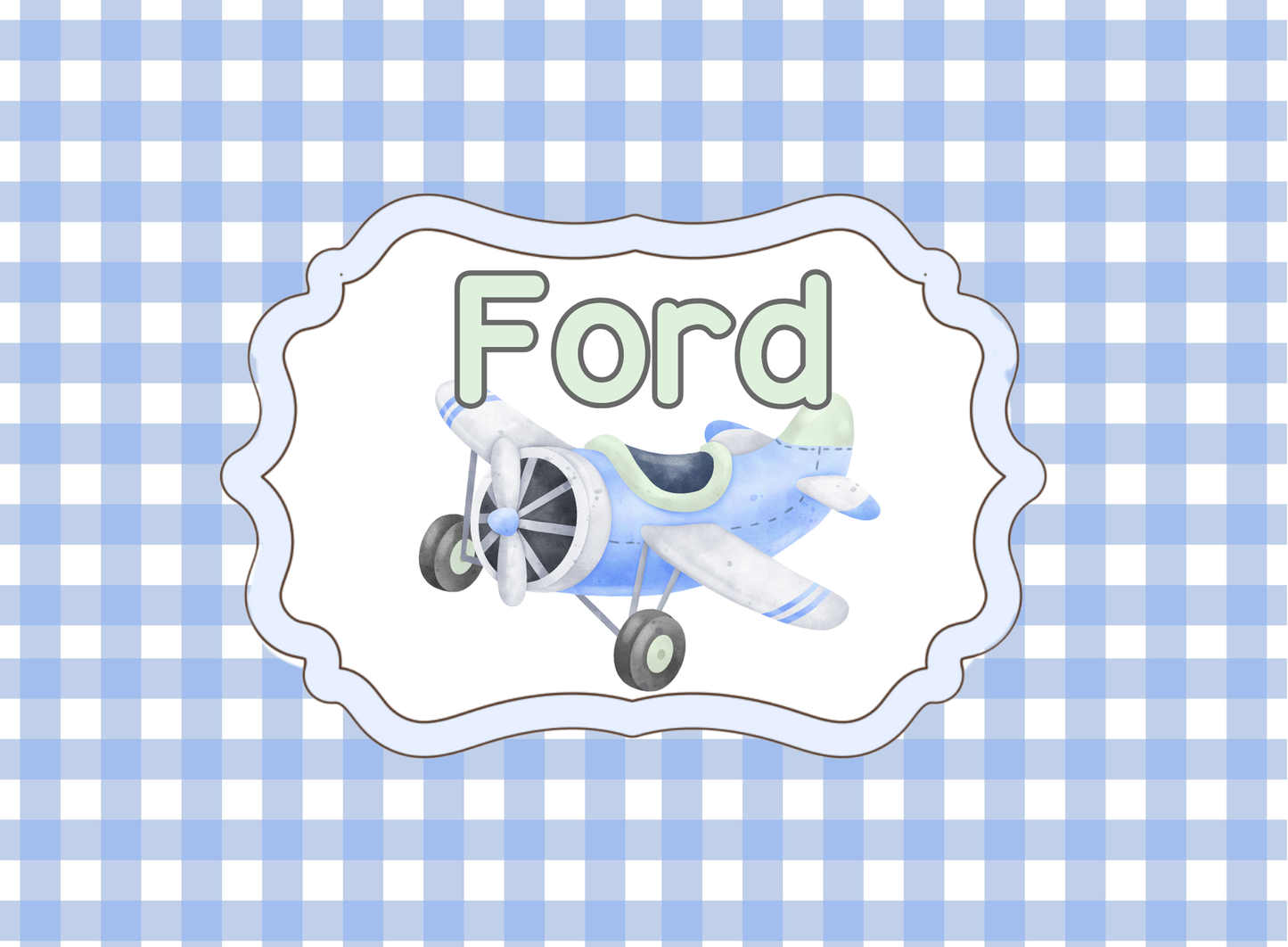 043- gingham vintage airplane