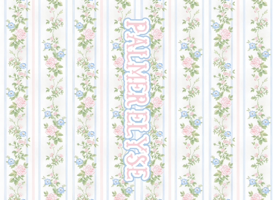 121- pink and blue striped floral