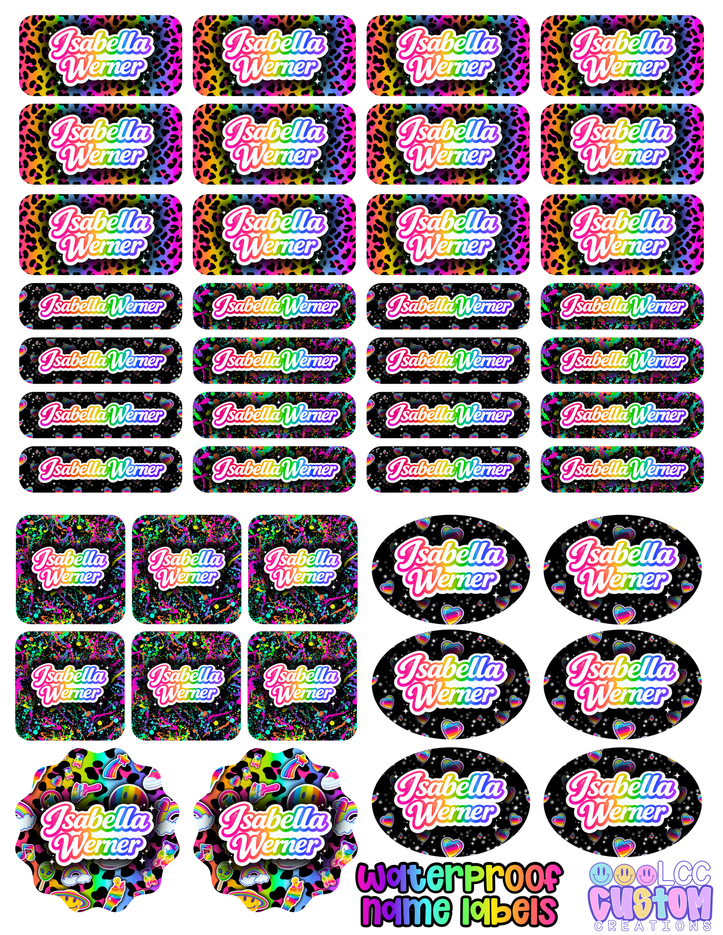 Waterproof Name Labels for Hard Surfaces (Set of 42)