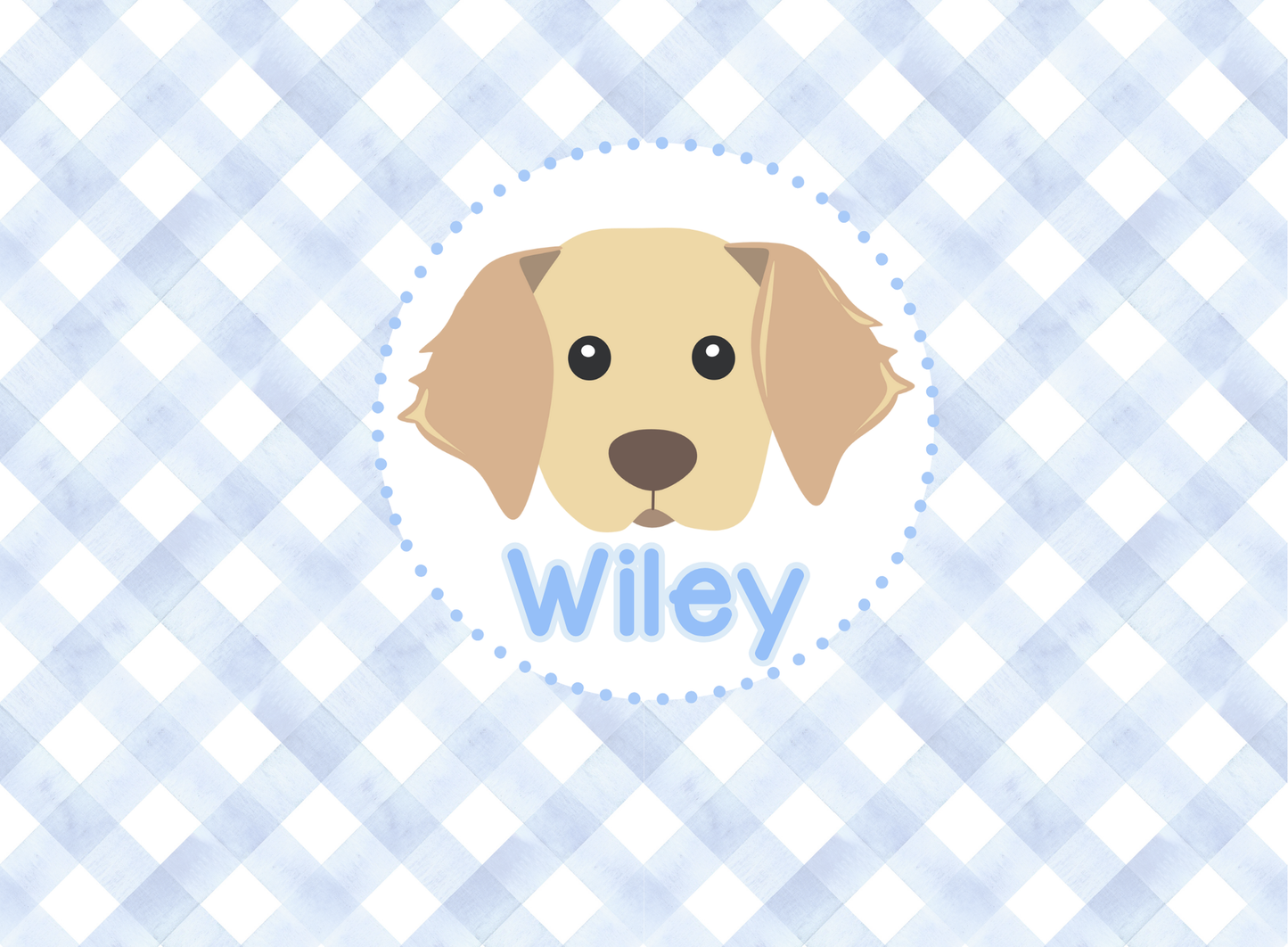 178- blue gingham puppy
