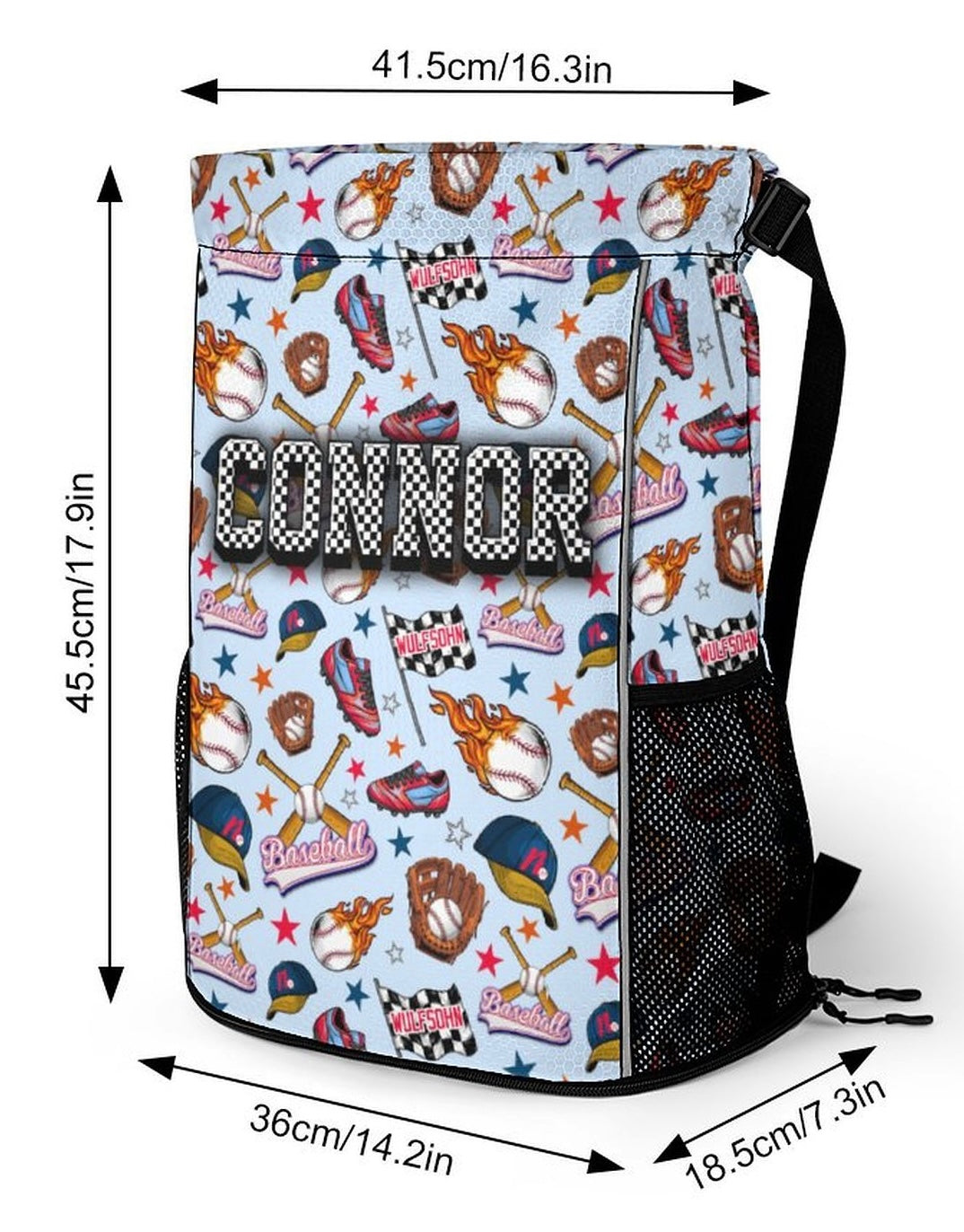 Personalized Baseball Gear Bag | Custom Name Sports Bag | Baseball Drawstring Backpack