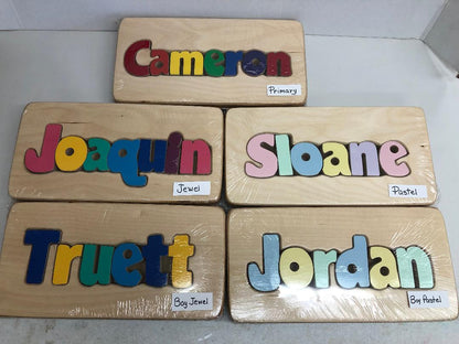 Natural Wood Personalized Name Puzzle Stool