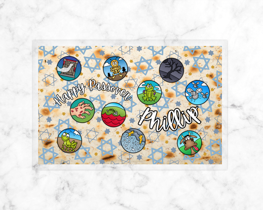Personalized Passover Kids Placemats | Reusable Seder Activity Mat + Dry Erase Markers