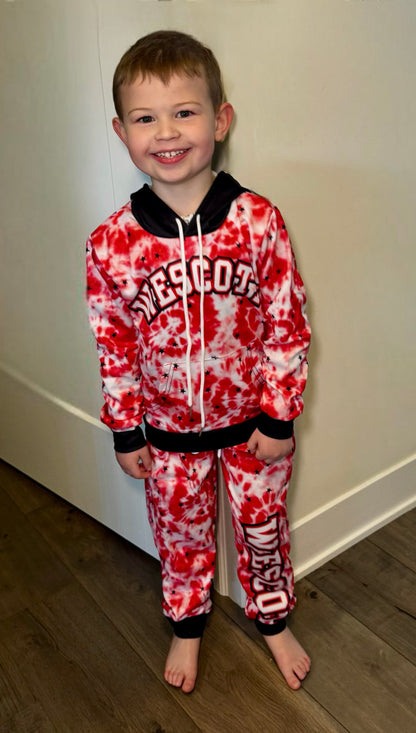 Custom School Spirit Tie Dye Hoodie Set 🎨 | Personalized Kids Hoodie + Joggers | Any School Colors
