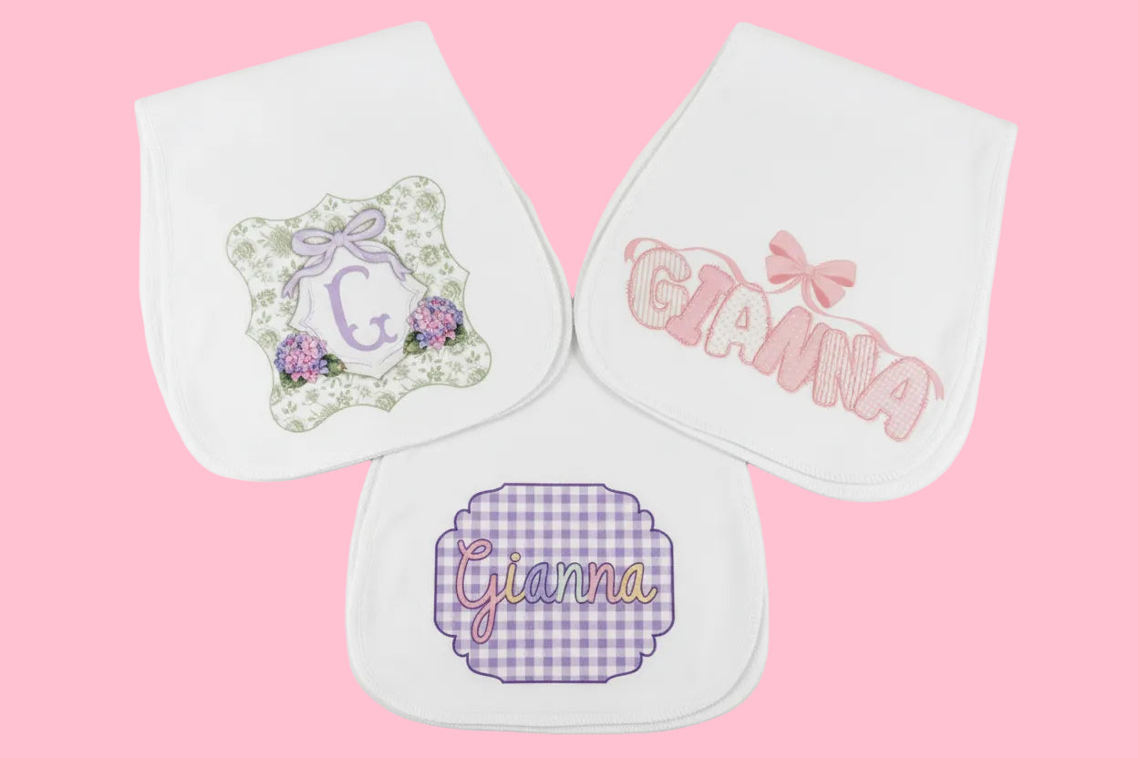 Personalized Baby Burp Cloths | Custom Name or Initial
