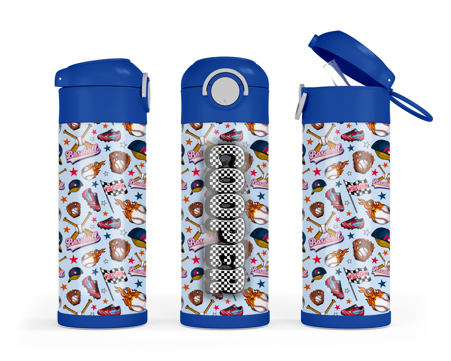 Northbrook Action Baseball Custom Kids Bottle | 12oz Leakproof Water Bottle