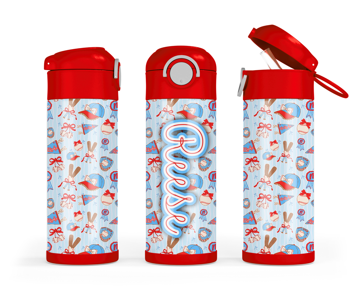 Northbrook Action Baseball Custom Kids Bottle | 12oz Leakproof Water Bottle