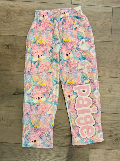 Custom Fuzzy Pajama Pants | Personalized Plush Lounge Pants for Kids & Adults