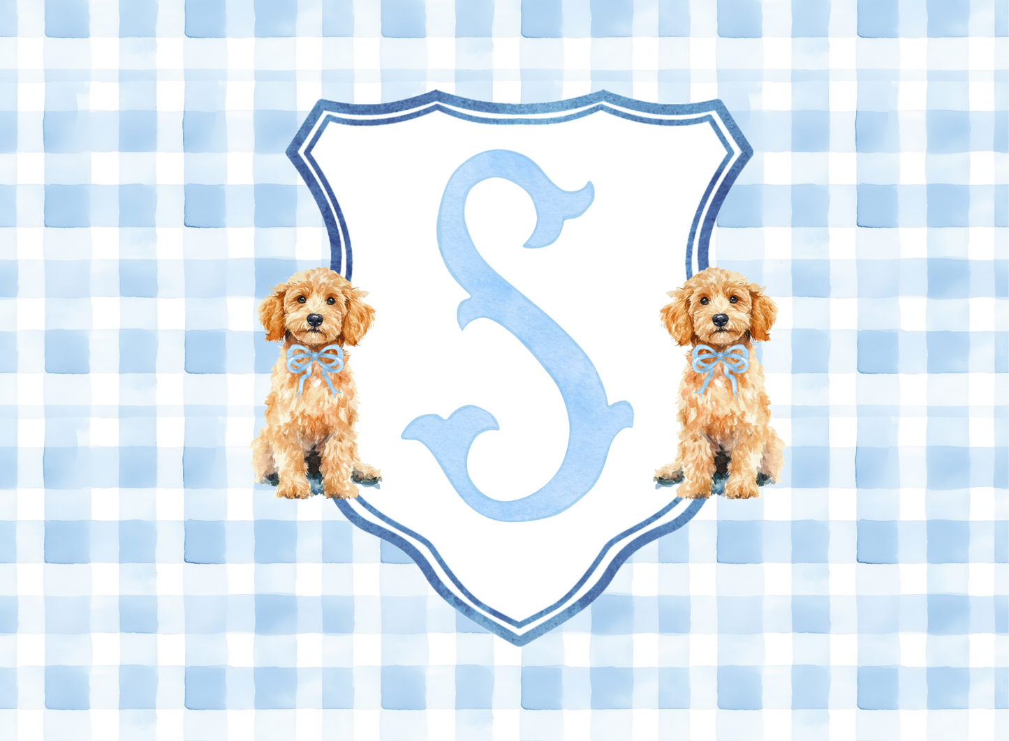 037- blue monogram pup