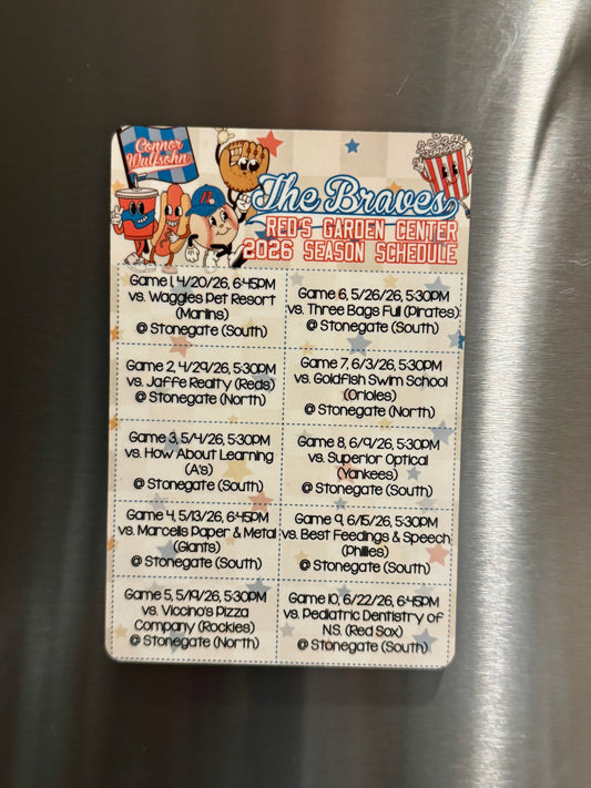 Personalized Baseball Schedule Magnet | Custom Game Day Fridge Magnet | Team Schedule Magnet