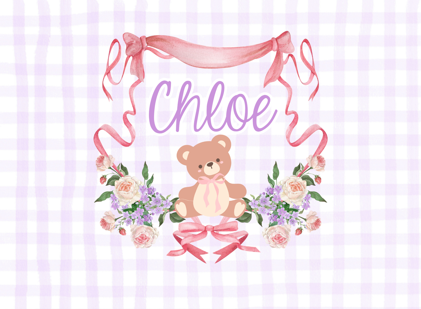 049- pink and purple teddy bear