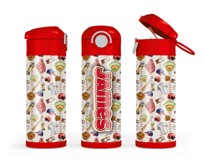 Northbrook Action Baseball Custom Kids Bottle | 12oz Leakproof Water Bottle