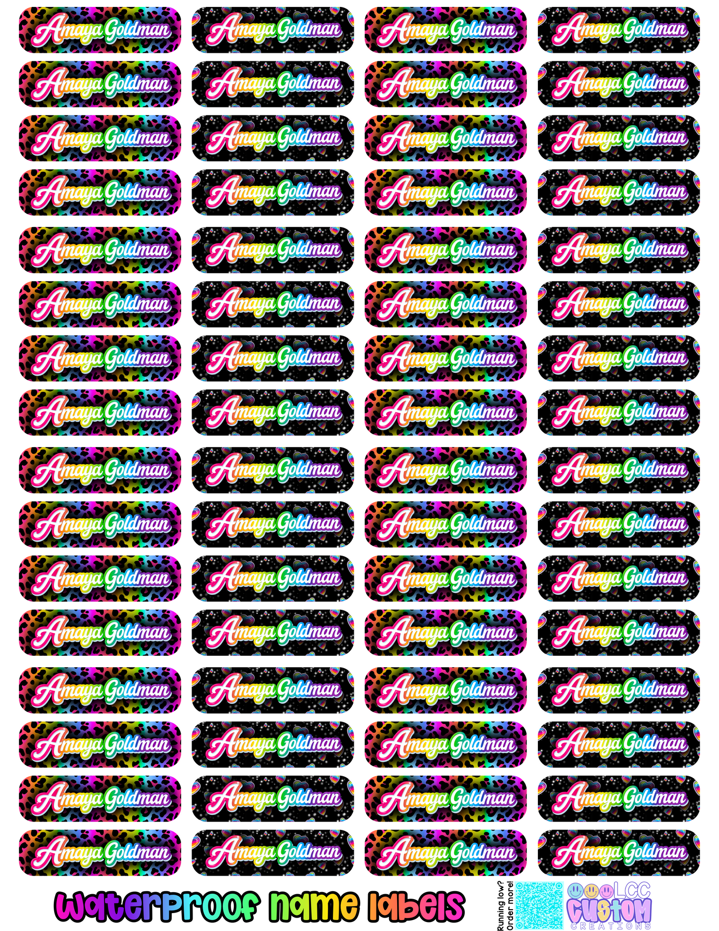 Waterproof Name Labels for Hard Surfaces (Set of 64) | Small Rectangle Labels