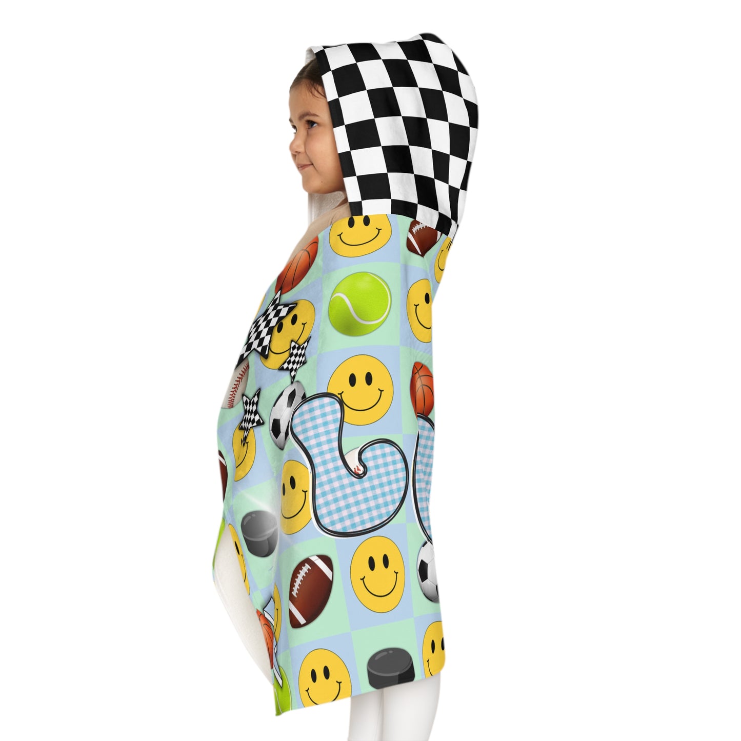 Logan’s smiley sport checker hooded towel