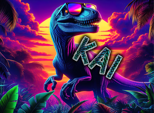 110- purple sunset dino