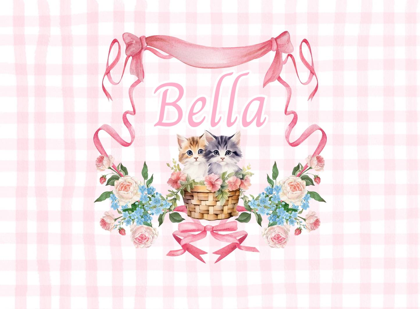 113- pink cats and flowers
