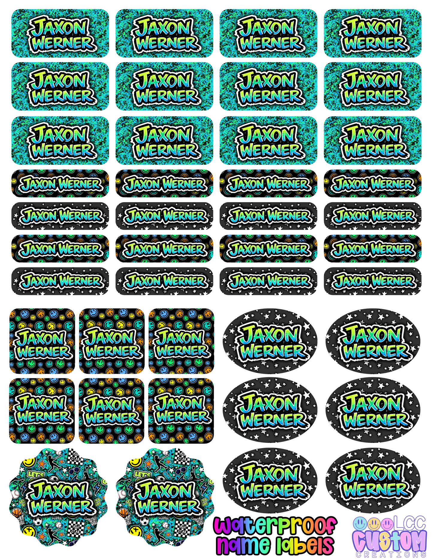 Waterproof Name Labels for Hard Surfaces (Set of 42)