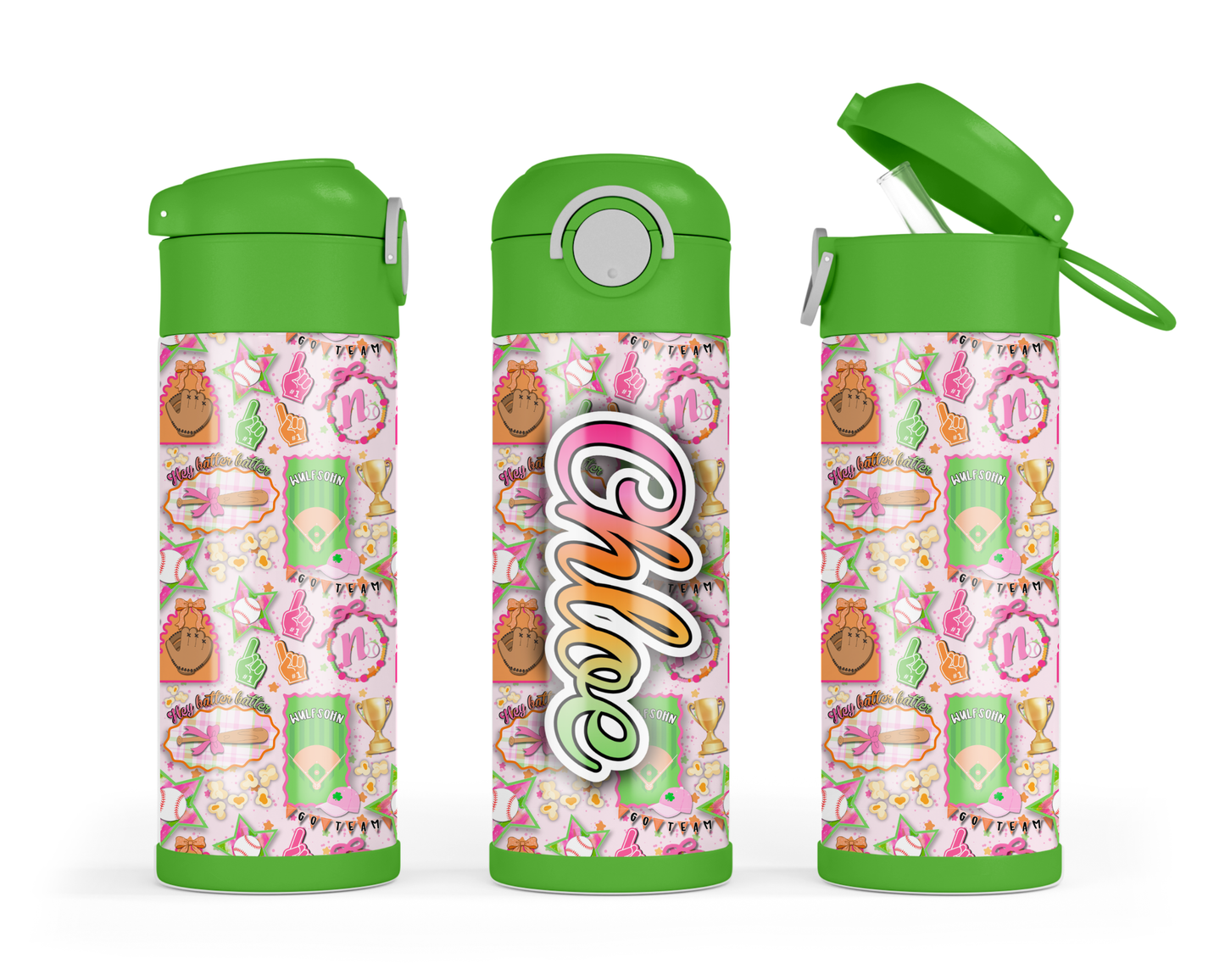 Northbrook Action Baseball Custom Kids Bottle | 12oz Leakproof Water Bottle