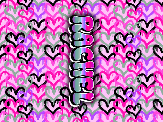 260- pink and green spray paint hearts