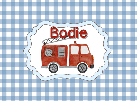 041- gingham firetruck