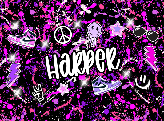 264- pink retro splatter