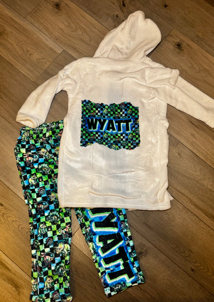 Personalized Kids Plush Bathrobe | Custom Name + Any Pattern