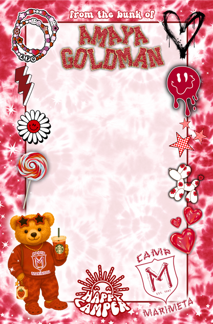 Overnight camp stationery- girl