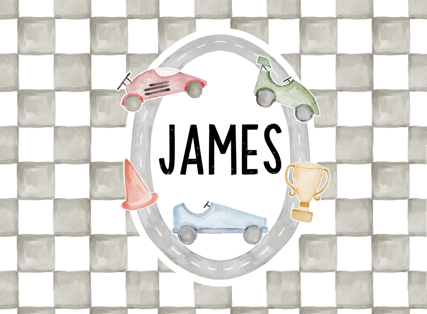058- pastel checker race cars