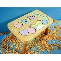 Natural Wood Themed Name Puzzle Stool