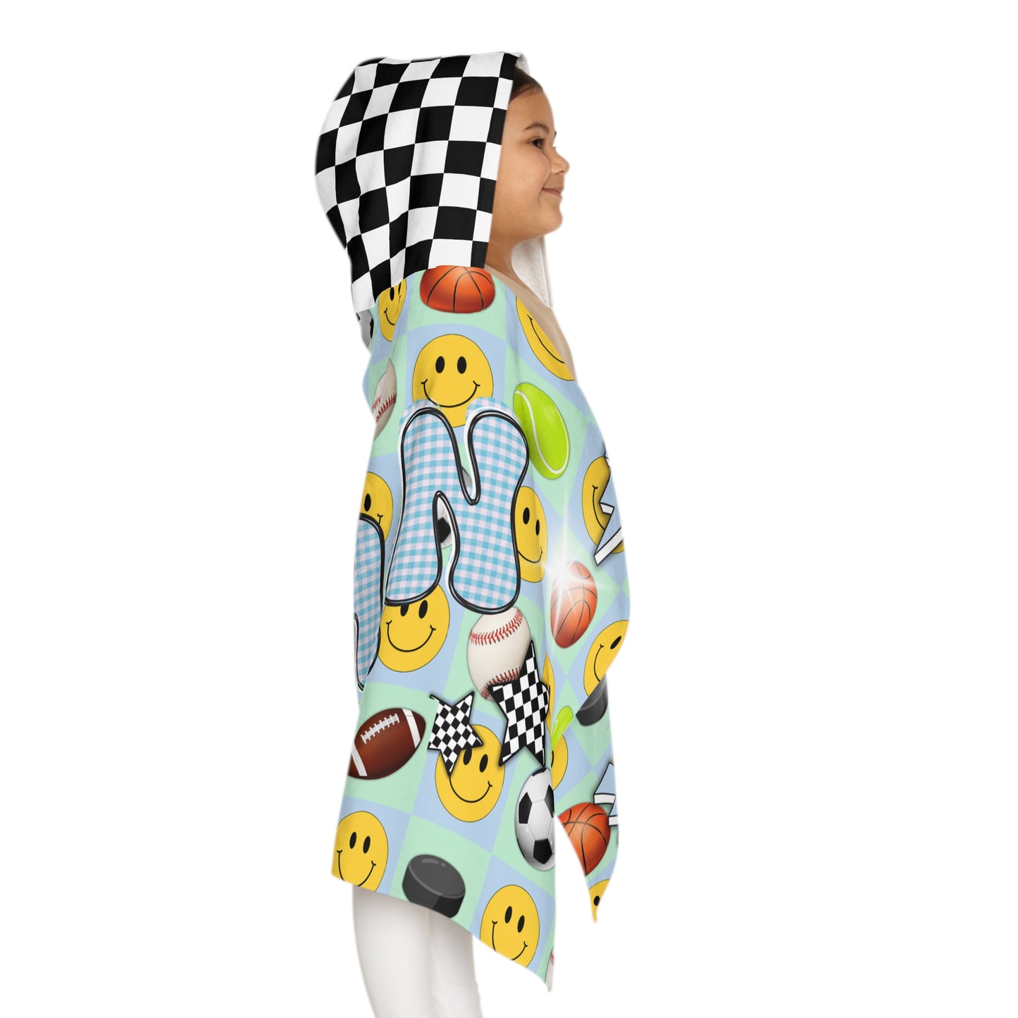 Logan’s smiley sport checker hooded towel