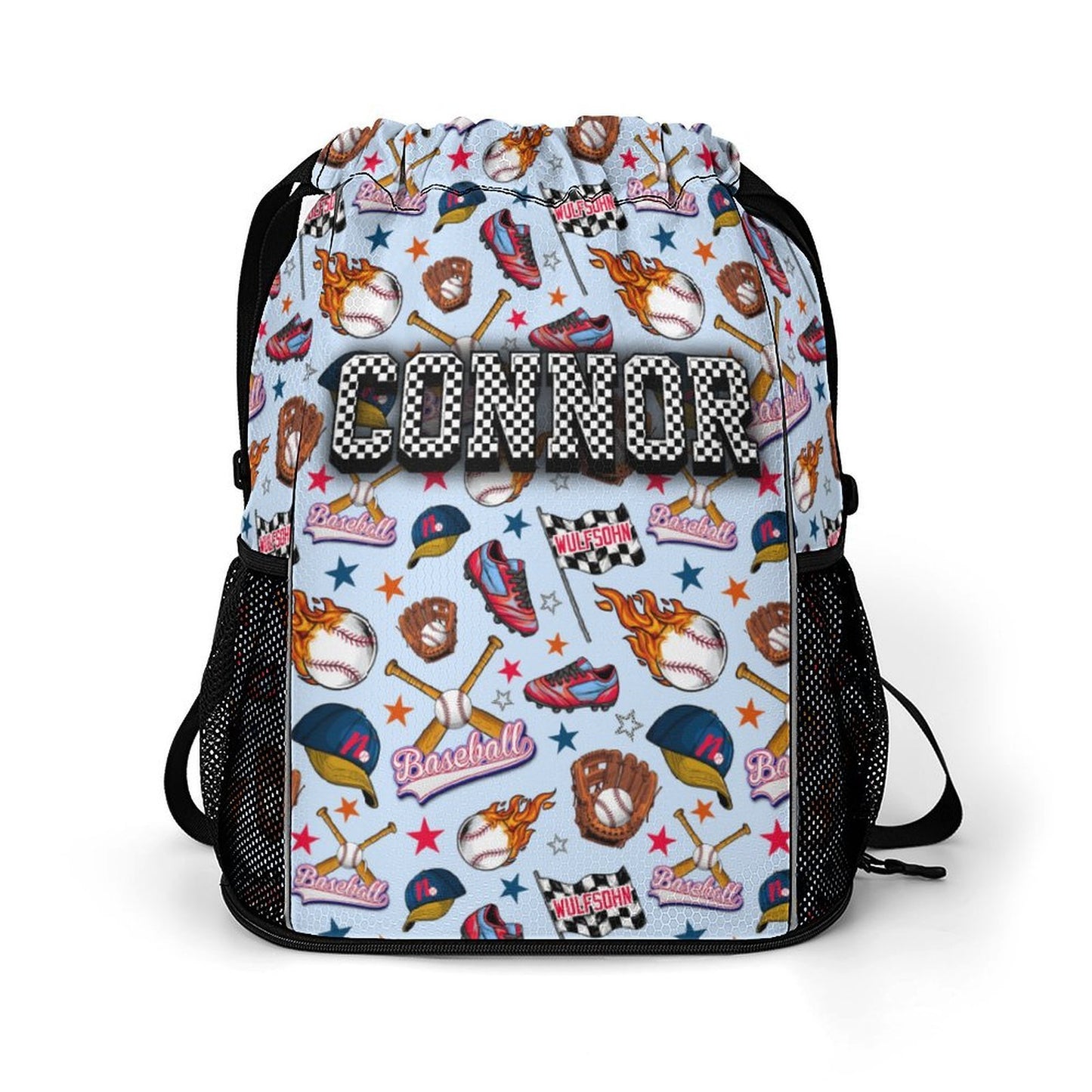 Personalized Baseball Gear Bag | Custom Name Sports Bag | Baseball Drawstring Backpack