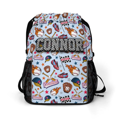 Personalized Baseball Gear Bag | Custom Name Sports Bag | Baseball Drawstring Backpack