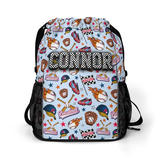 Personalized Baseball Gear Bag | Custom Name Sports Bag | Baseball Drawstring Backpack