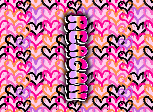 259- pink and orange spray paint hearts