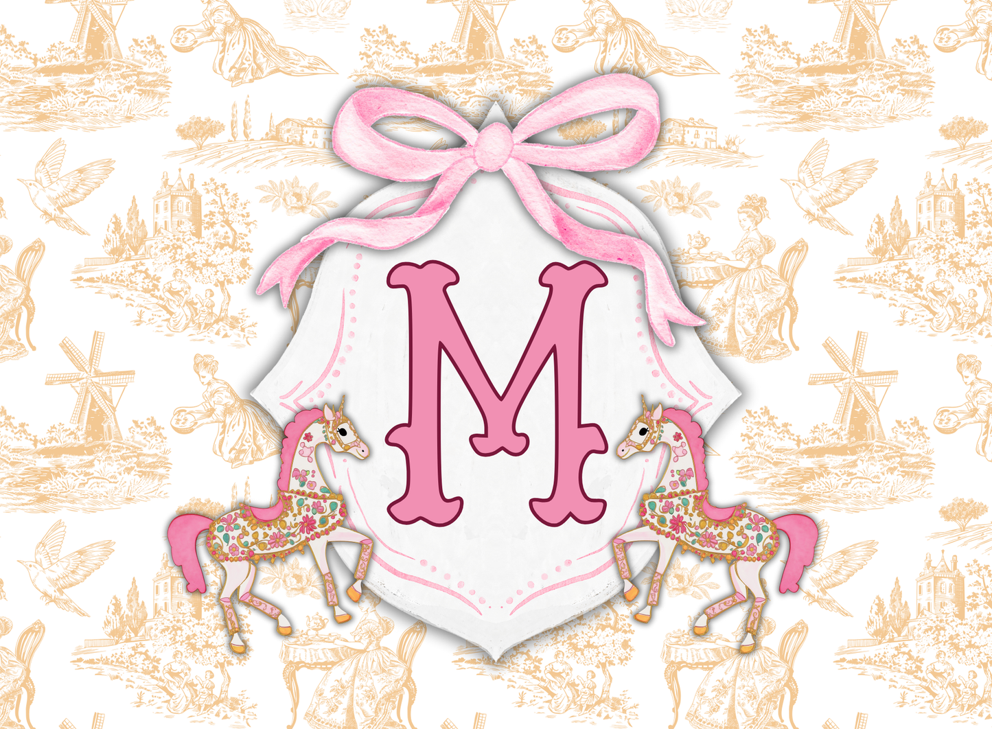 090- pink carousel ponies