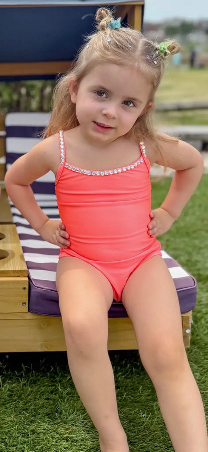 Coral Sparkle One-Piece Swimsuit