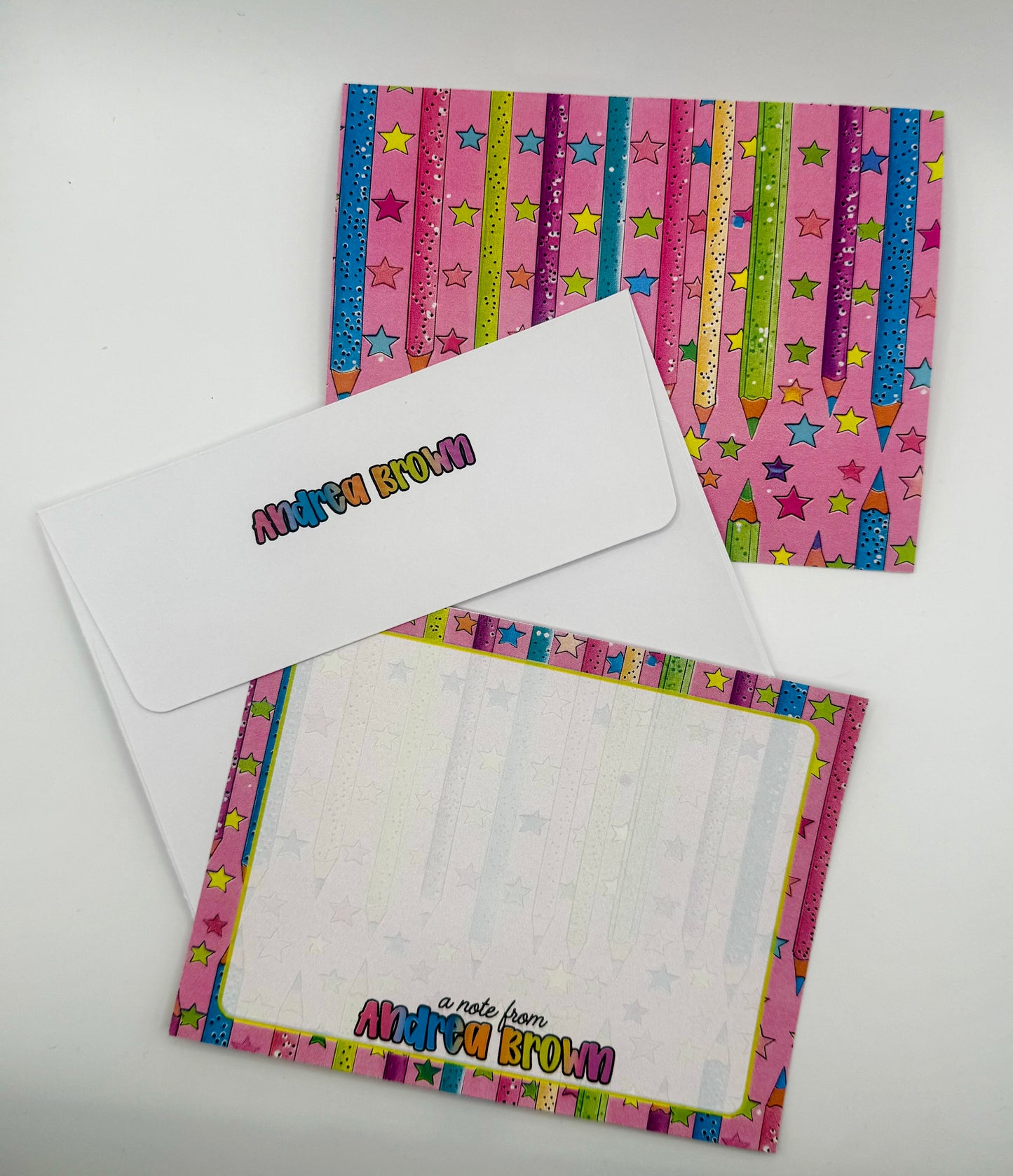 Personalized Stationery Set | Custom Flat Note Cards + Printed Envelopes
