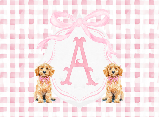 034- pink monogram pup