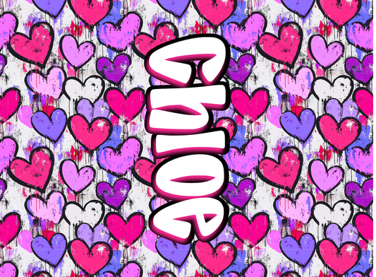 207- pink and purple graffiti hearts