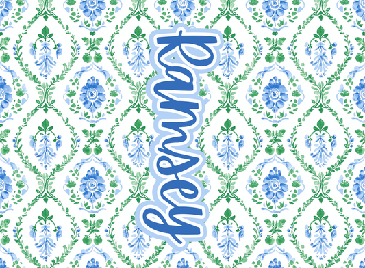 226- green and blue floral diamonds
