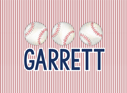 116- red seersucker baseballs