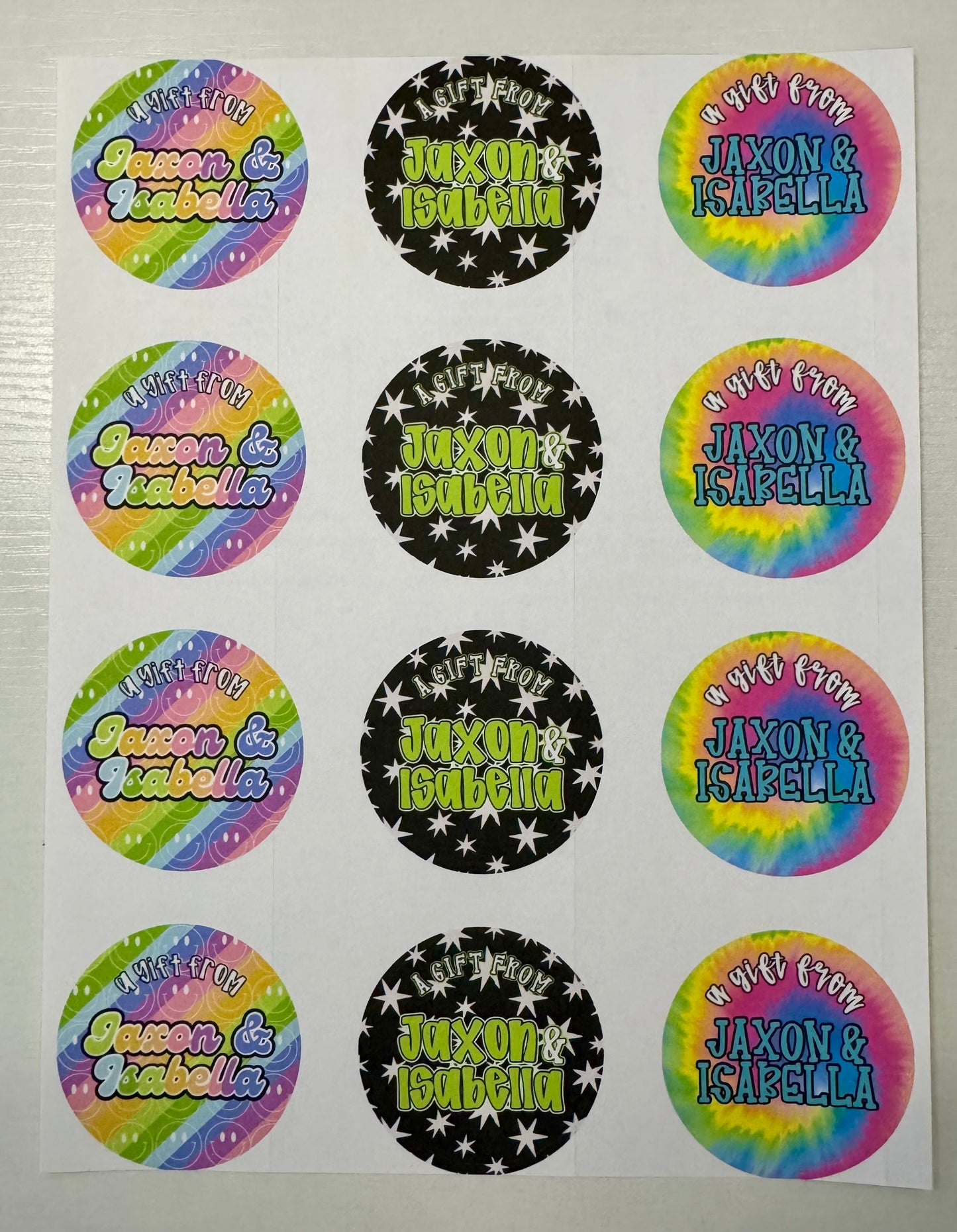 Set of 12 gift stickers