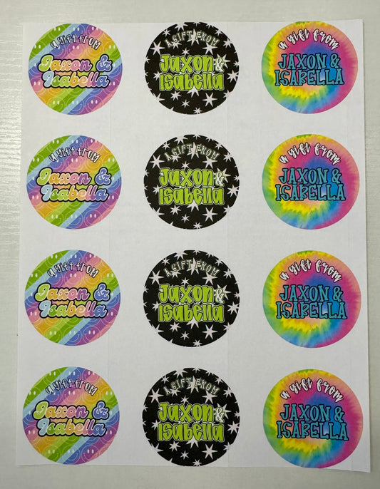 Set of 12 gift stickers