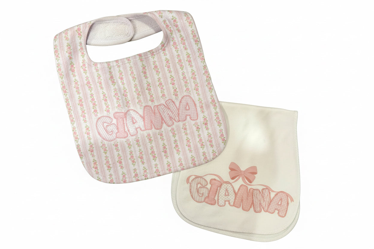Personalized Bib & Burp Cloth Set | Custom Baby Gift