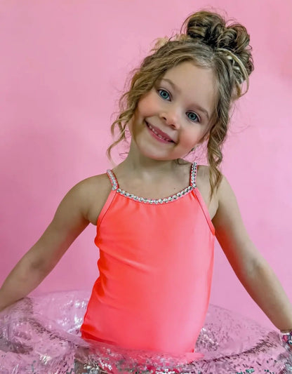 Coral Sparkle One-Piece Swimsuit