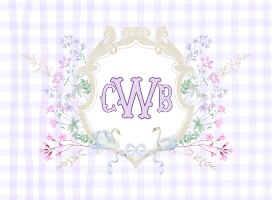 052- purple monogram crest