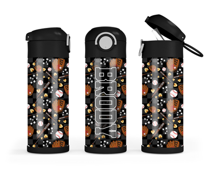 Northbrook Action Baseball Custom Kids Bottle | 12oz Leakproof Water Bottle