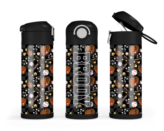 Northbrook Action Baseball Custom Kids Bottle | 12oz Leakproof Water Bottle